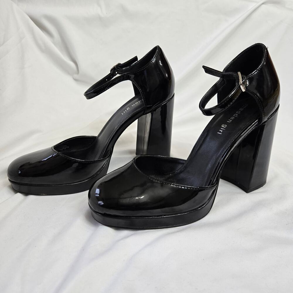 MADDEN GIRL Unaa Black Patent Platform Mary Jane 9.5